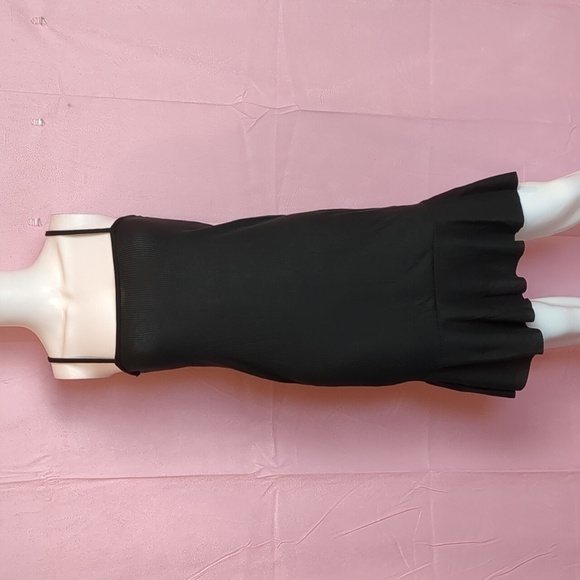 Nasty Gal Flip Em Off Ruffle Hem Ribbed Bodycon Strappy Mini Dress in Black - Picture 1 of 7